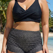 Black Twisted Front Fashion Plus Size Bikini Top