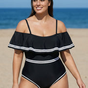Plus Size Off Shoulder Ruffles Women One Piece Swimsuit
