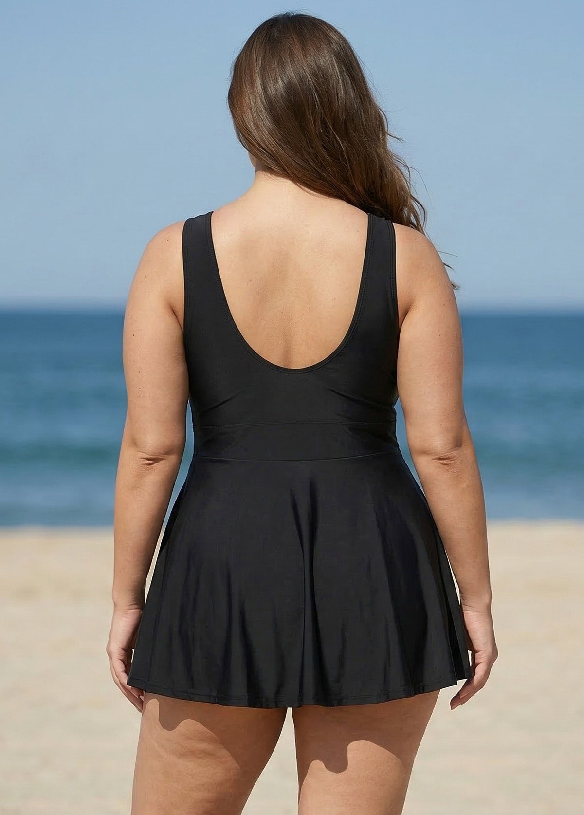 Plus Size V-neck Wide Strap Crochet One Piece Swimdress