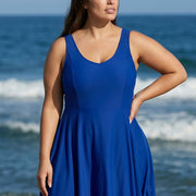 Chic U-Neck Sleeveless Sporty Swim Dress Set