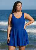 Chic U-Neck Sleeveless Sporty Swim Dress Set