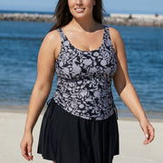 Natural Flowers Tie Knot Drawstring Swim Dress Top