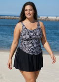Natural Flowers Tie Knot Drawstring Swim Dress Top