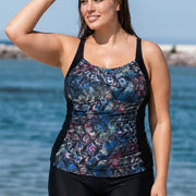 Flattering Twisted Front Ruched Tummy Control Tankini Top