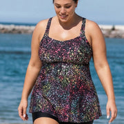 Fashionable Colorful Dot Square Neck Flowy Women Tankini Top
