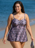 Plus Size Snake Skin Print Tankini Swimsuit Top with Sweetheart Neckline