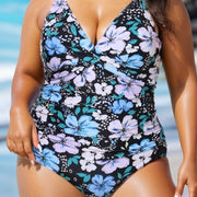 Plus Size V Neck Wrap Adjustable Straps One Piece Swimsuit