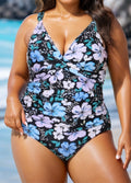 Plus Size V Neck Wrap Adjustable Straps One Piece Swimsuit